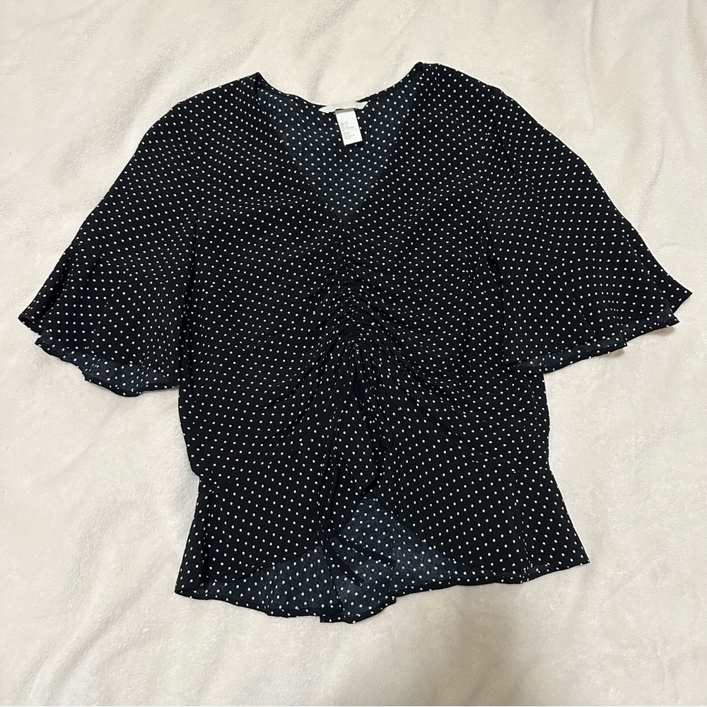 H&M Polka Dot Drawstring Top